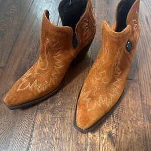 Ariat Brown Suede Western Ankle Boots